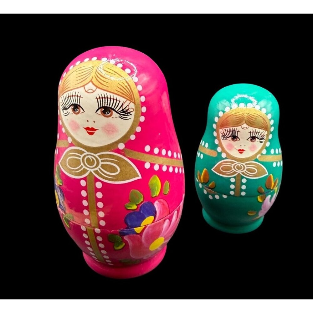 Vintage Matryoshka Stacking Dolls 2 Piece Set Made in Russia 4"